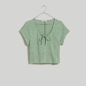Madewell gingham Tie-Front Crop Top in Yarn-Dyed Check